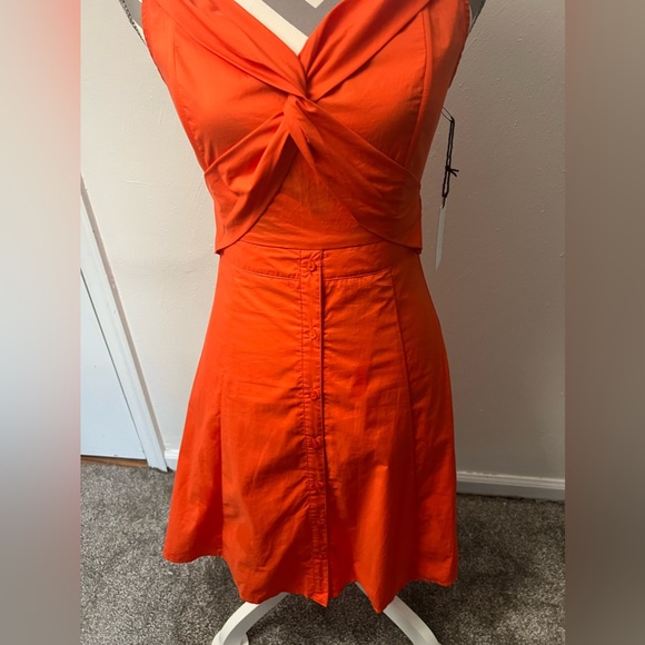 NWT Astr The Label Orange Poplin Dress Size Small - Picture 3 of 13